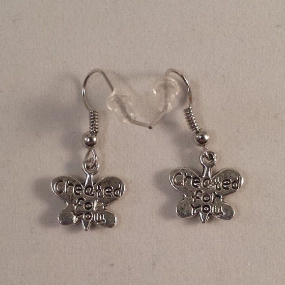 Silver Butterfly Earrings Hypoallergenic Hooks - Picture 3 of 3